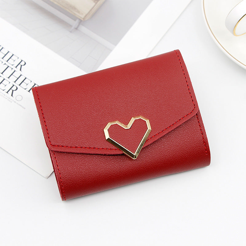 Wholesale Leather Women's Short Heart-shaped Wallet
