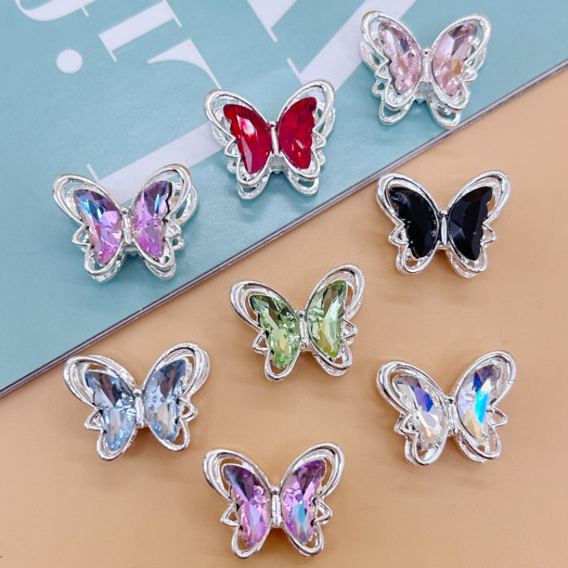 Wholesale 20pcs Alloy double-sided crystal zircon butterfly beads