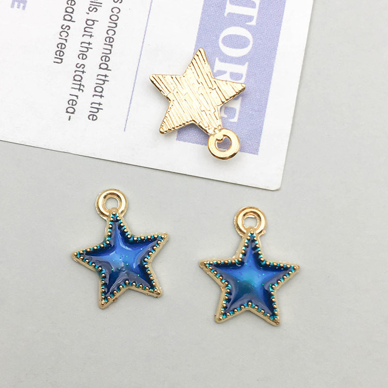 Wholesale 1 Blue Drip Oil Alloy Simulation Moon Star DIY Pendant