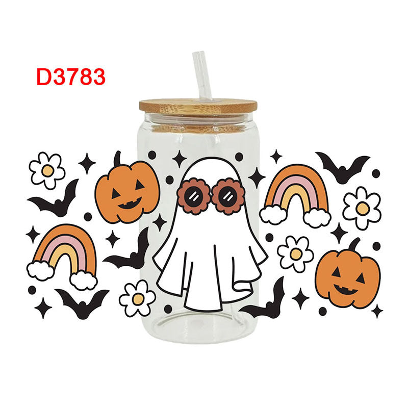 Wholesale Ghost Pumpkin Halloween 16oz Cup UV DTF Wraps