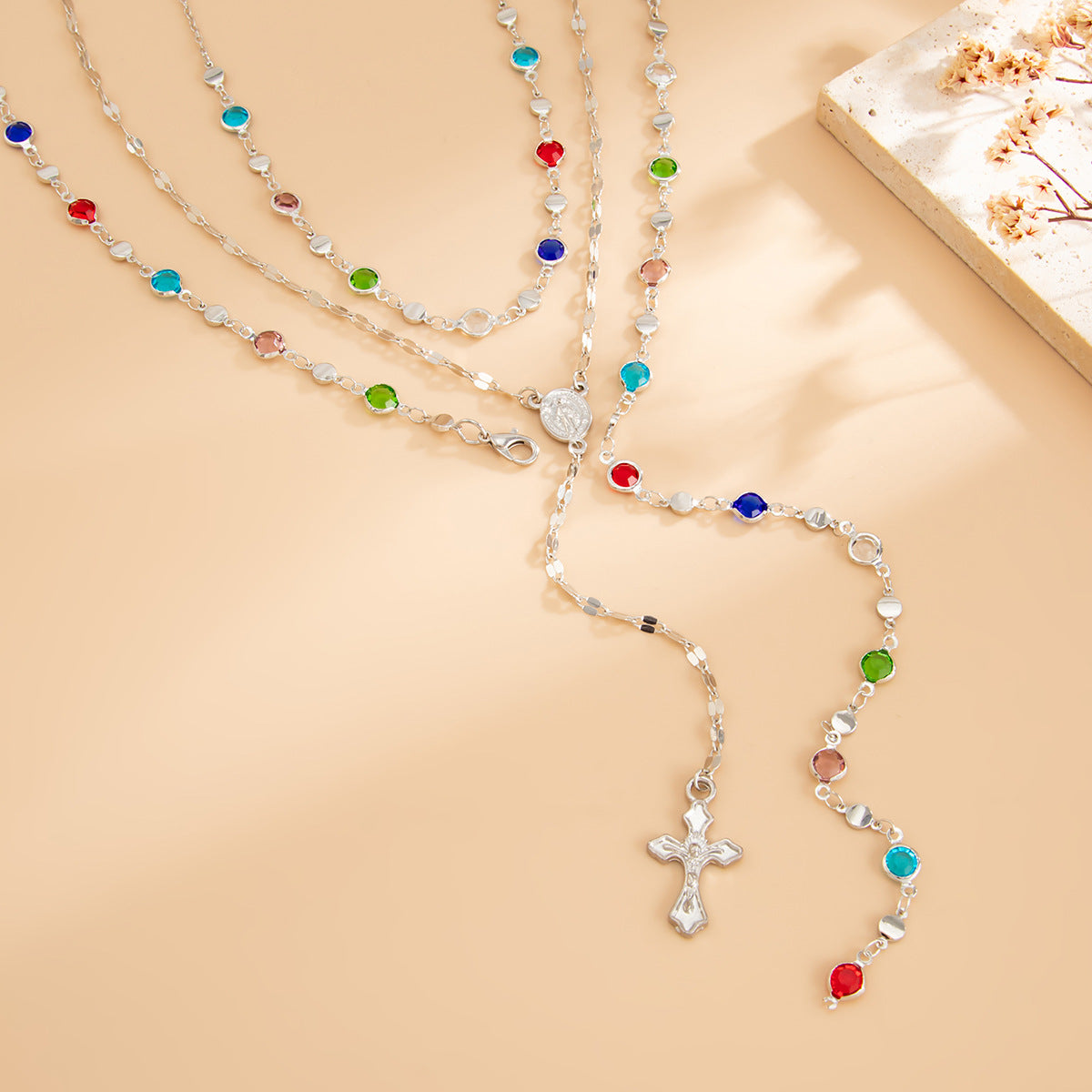 Wholesale Long necklace with diamond cross pendant