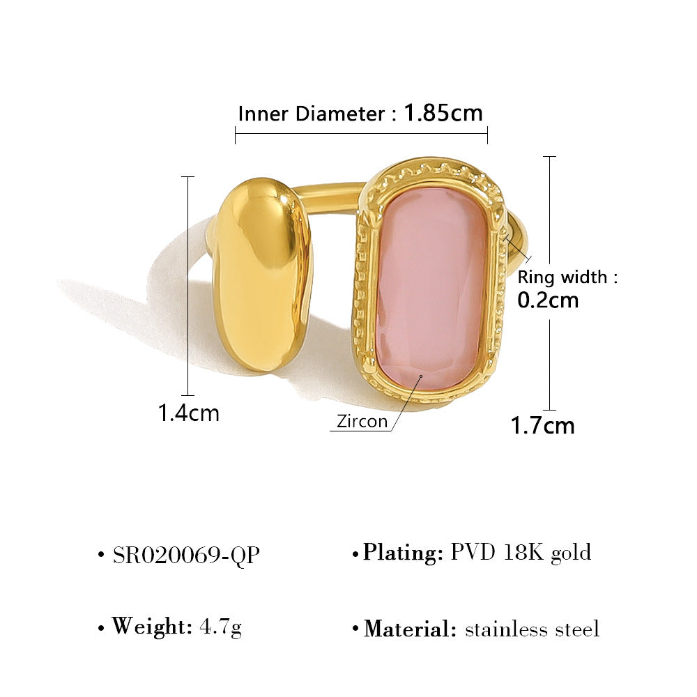 Wholesale Light luxury high-end zircon open titanium steel ring