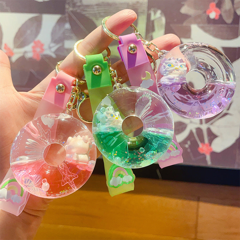 Wholesale Lion Dance Donut Oiled Acrylic Keychain