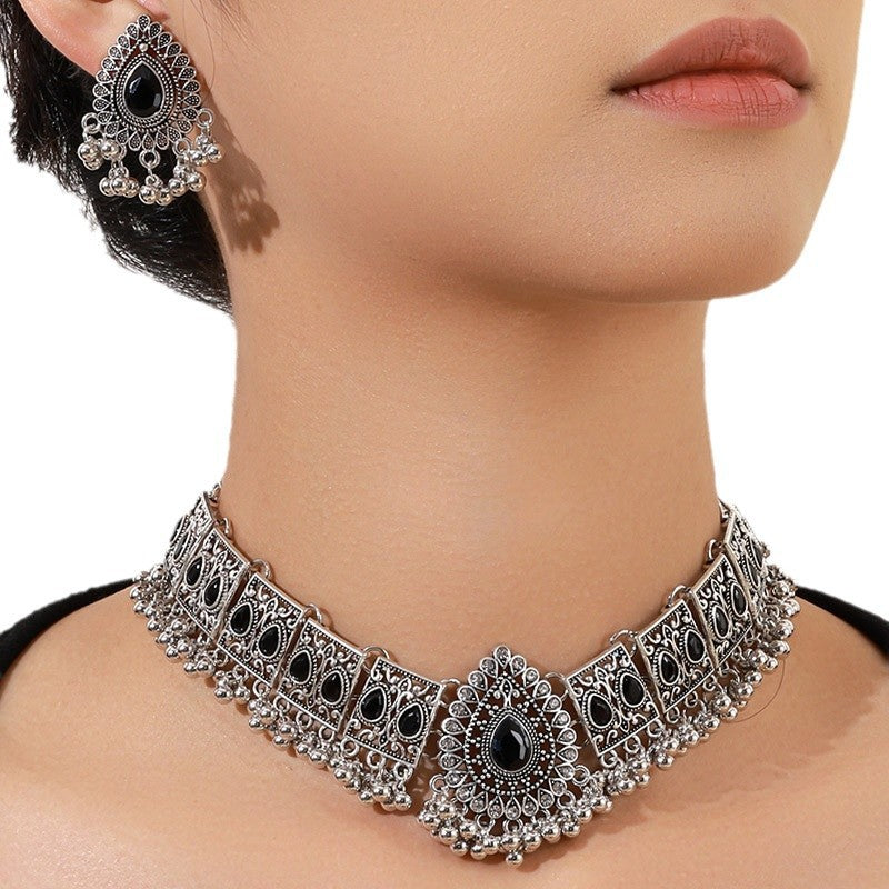 Wholesale Sparkling diamond peacock-shaped droplet Necklace Set