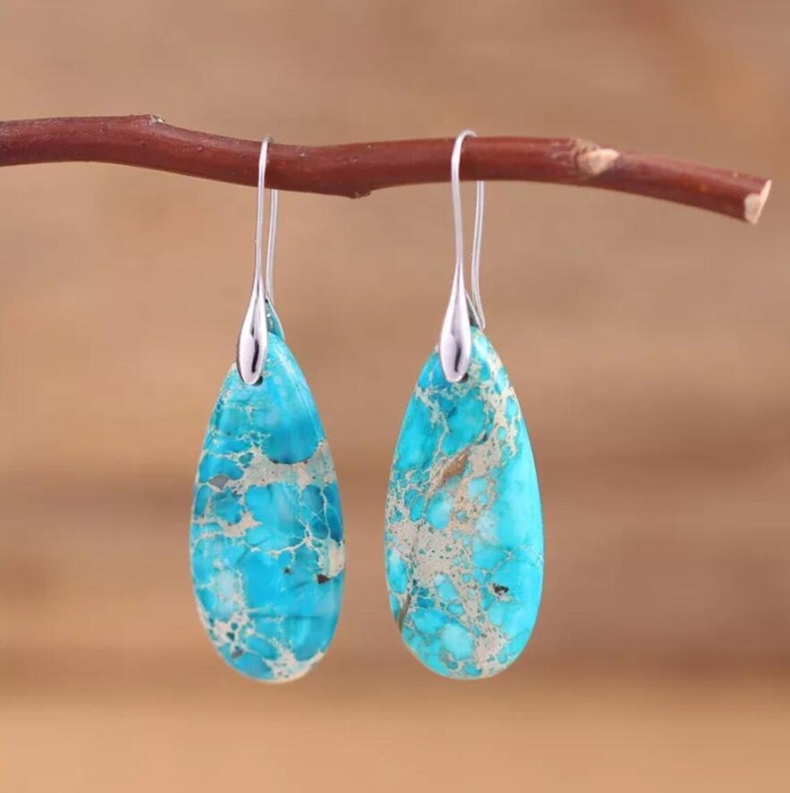 Wholesale Natural Stone Earrings Purple Emperor Stone Pendant Earrings
