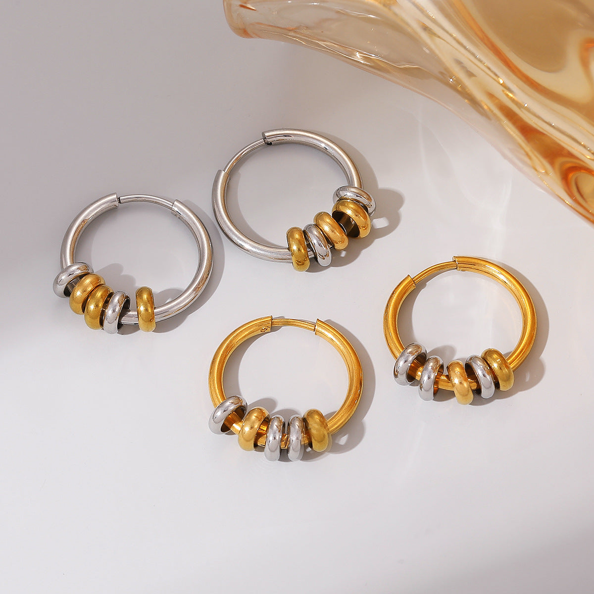 Wholesale Stainless Steel Earrings Gold Color Hoops Earrings