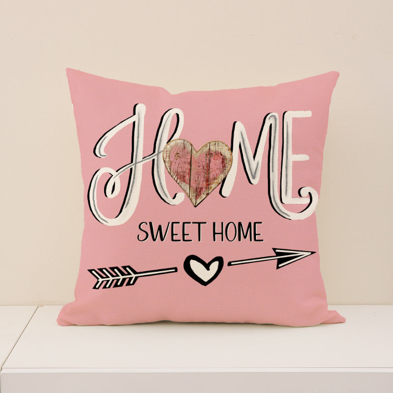 Wholesale Pink Valentine' s Day Pillow Cover Linen Love Letter Print