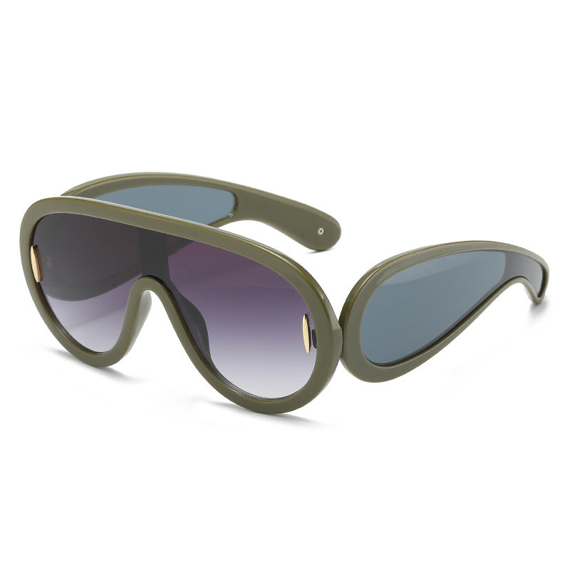 Wholesale Future Style Punk Hip Hop Large Frame One-piece Sunglasses