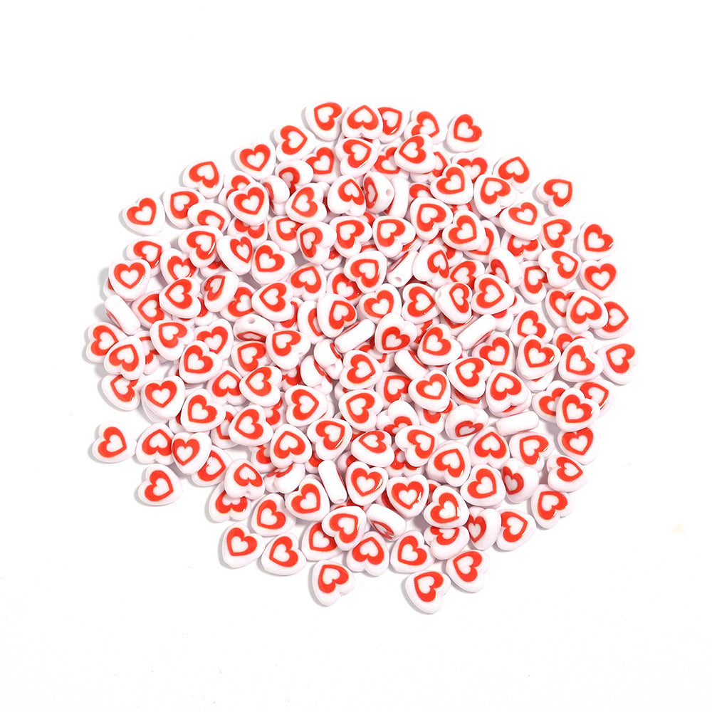 アクリル赤小サイズハート型縦穴ルースビーズ 100 個/パックの卸売