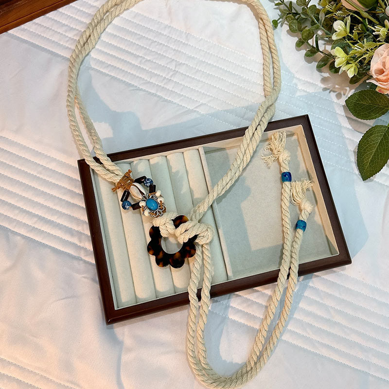 Wholesale Women's Versatile Dress Accessories Waist Rope Bohemian Braided Hemp Rope Waist Chain Thin Belt