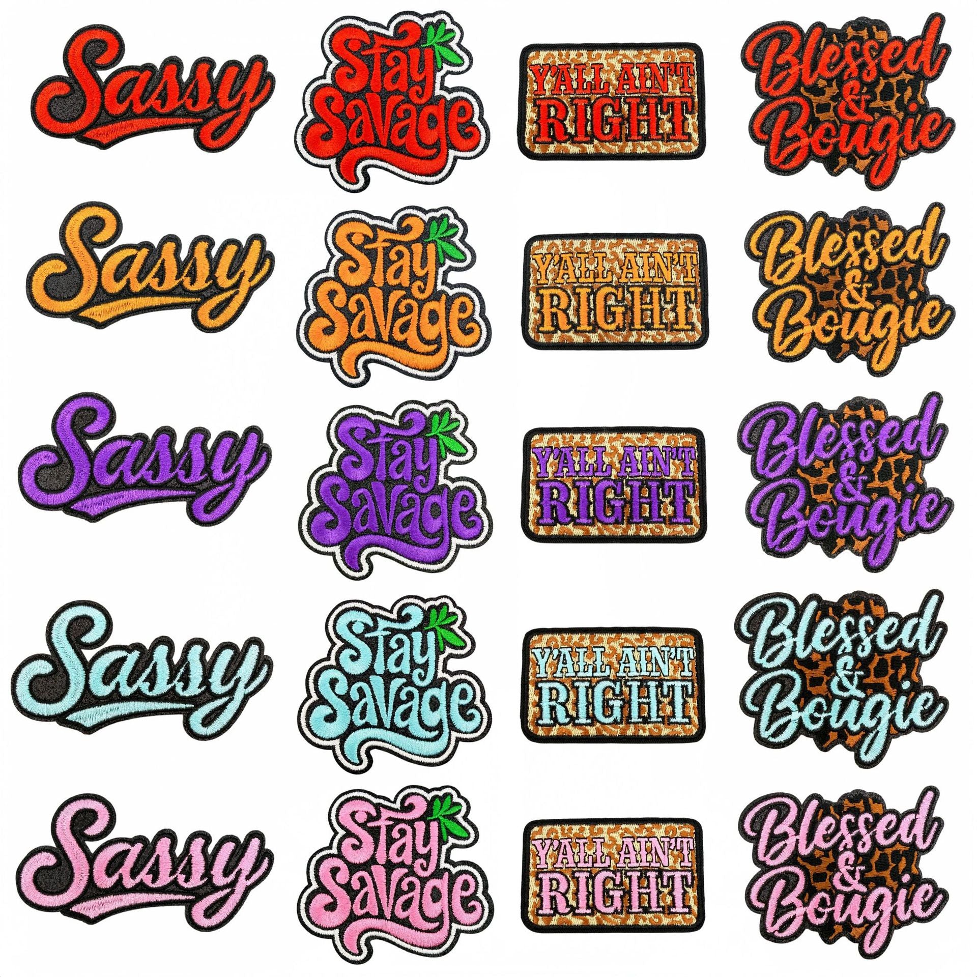 Wholesale Stylish 20 Piece Embroidered Letter Patches Leopard Print Iron On Badges For Clothing Bags DIY Craft Supply