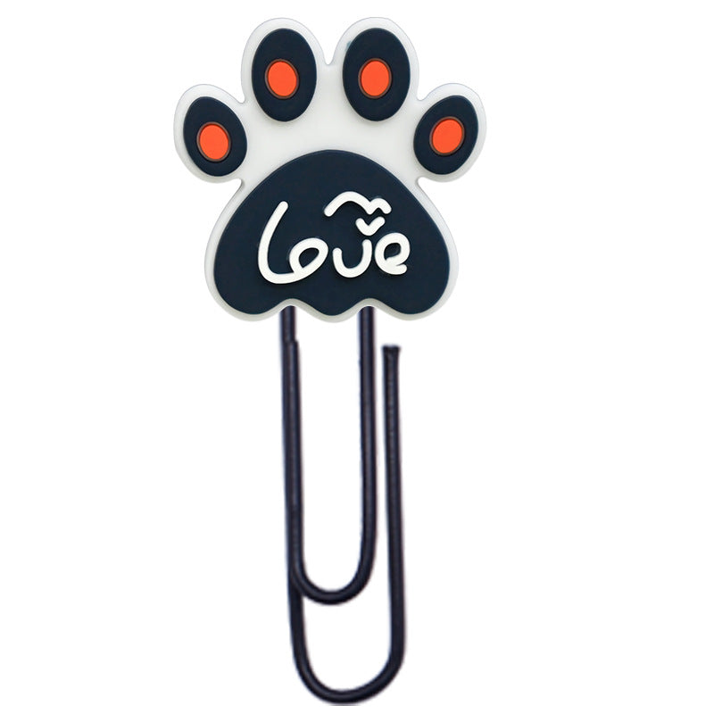 Wholesale Random 50pcs Cute colo  dog claw footprints paper clips metal bookmarks