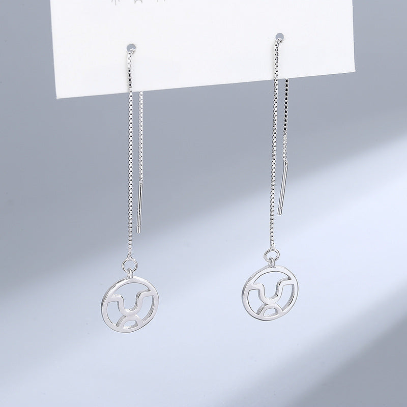 Wholesale S925 Sterling Silver Long Ear Line Twelve Constellation Valentine's Day Gift Tassel Earrings 925 Spring Earrings