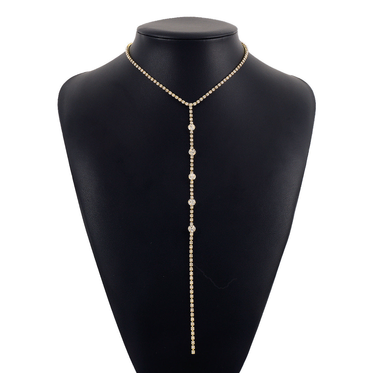 Wholesale Long Y-shaped Geometric Rhinestone Necklace