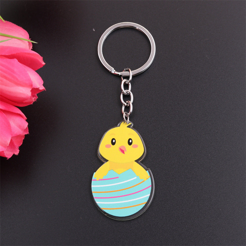 Wholesale Easter Rabbit Ear Easter Egg Metal Keychain