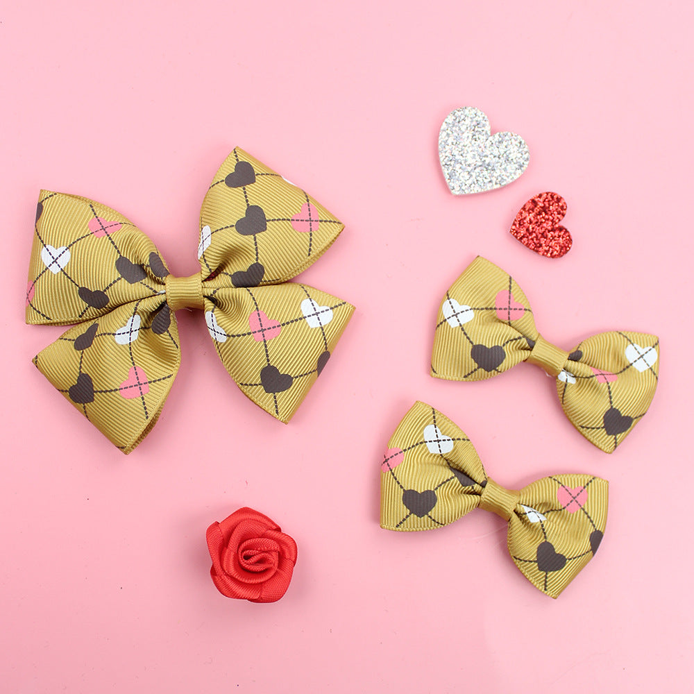 Wholesale 5pcs Valentine's Day Love Heart Children's Girl Side Clip One Large and Two Small Hairpins