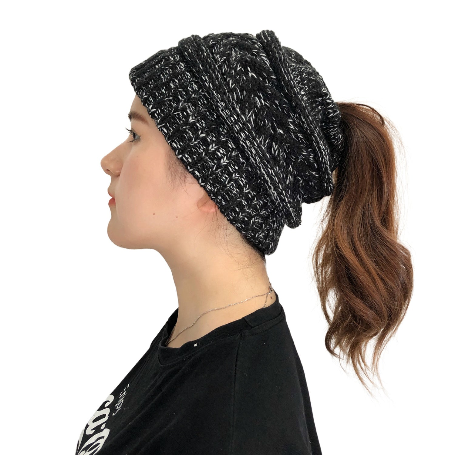 Wholesale Knitted Ponytail Beanie