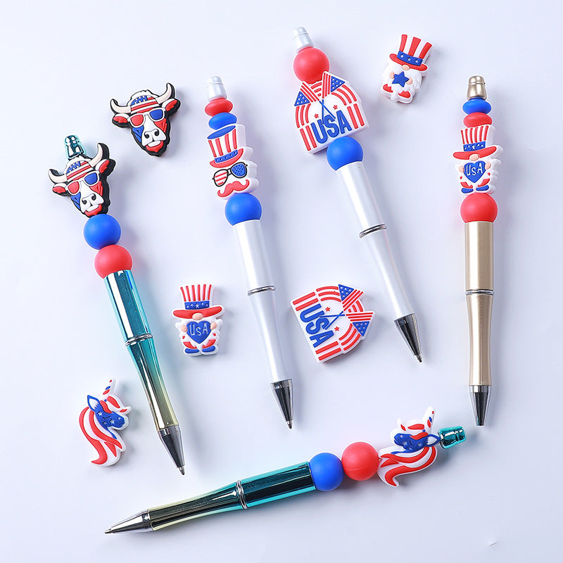 Wholesale 20PCS Independence Day Themed Gnome Silicone Beads