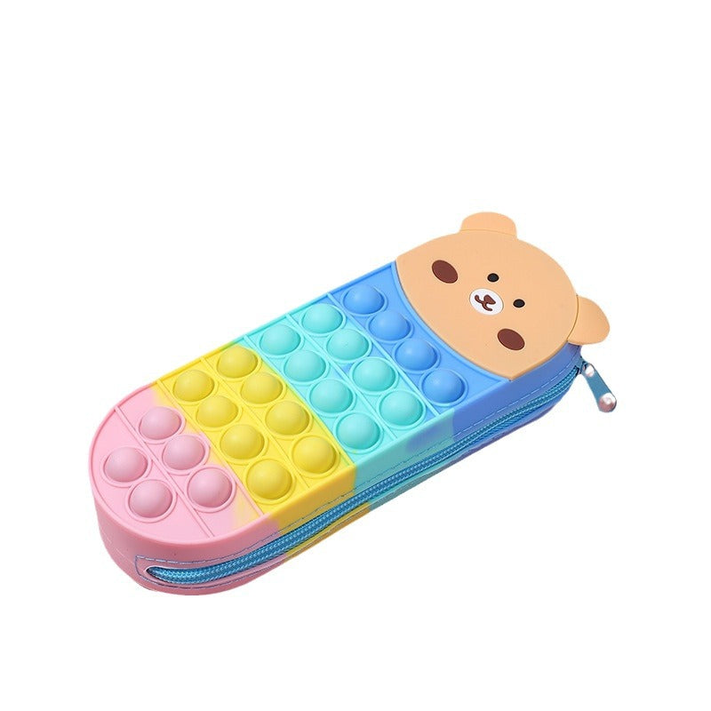 Wholesale  Decompression Silicone Pencil Cartoon Rabbit Panda Children' s Pencil Box