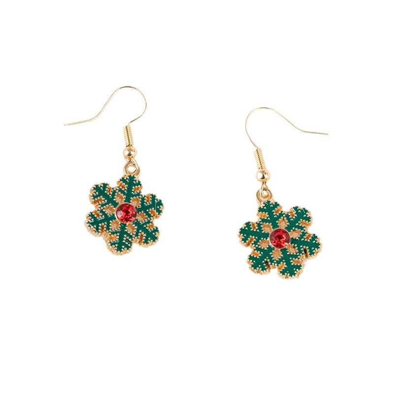 Wholesale Christmas Snowflake Oil Inlaid Diamond DIY Earrings