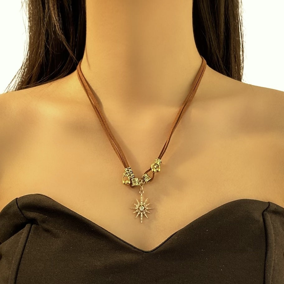 Wholesale Octagonal Brown Melard Series Double layered Clavicular Chain