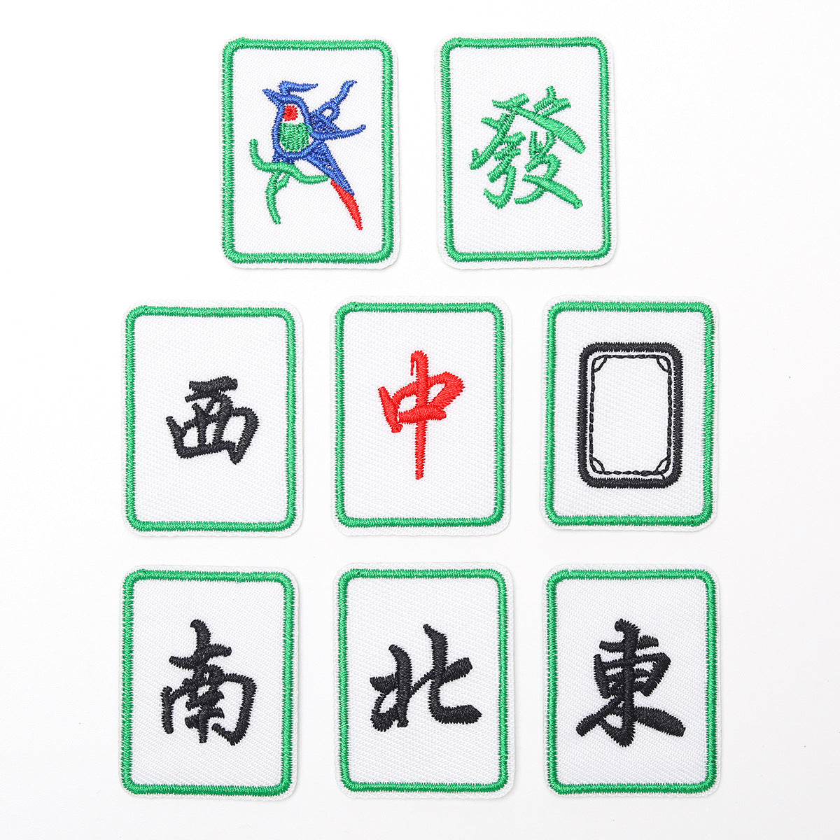 Wholesale Mahjong Embroidered Patches 8 Self Adhesive Twill Fabric Appliques For Clothing Bags Shoes Hats Boutique Resale Accessory