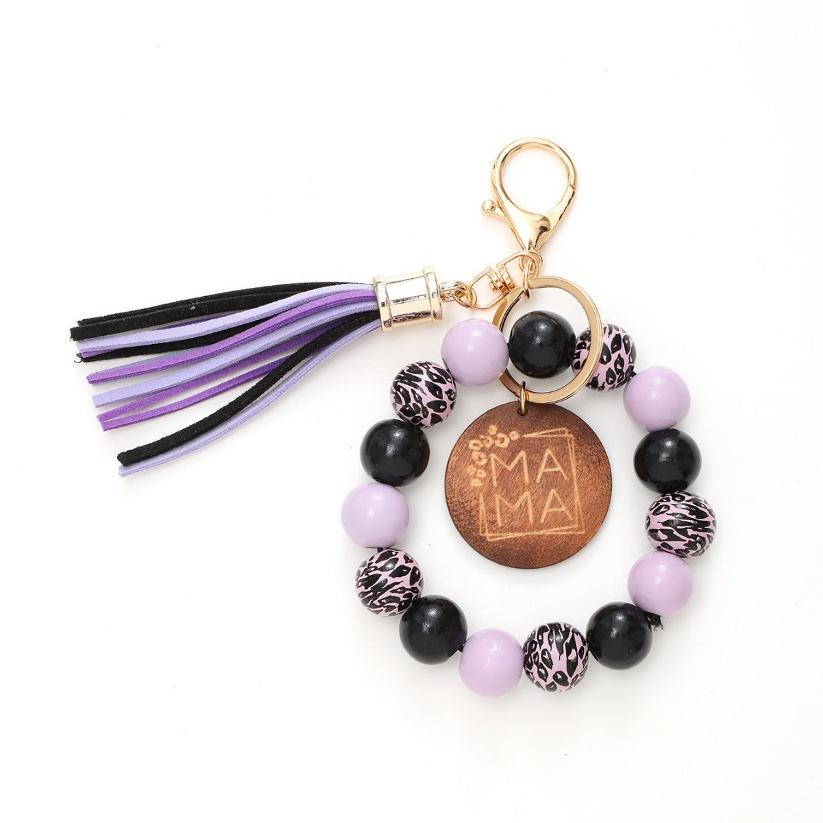 Wholesale Colorful Wooden Beads Tassel Wood Pendant Bracelet Keychain