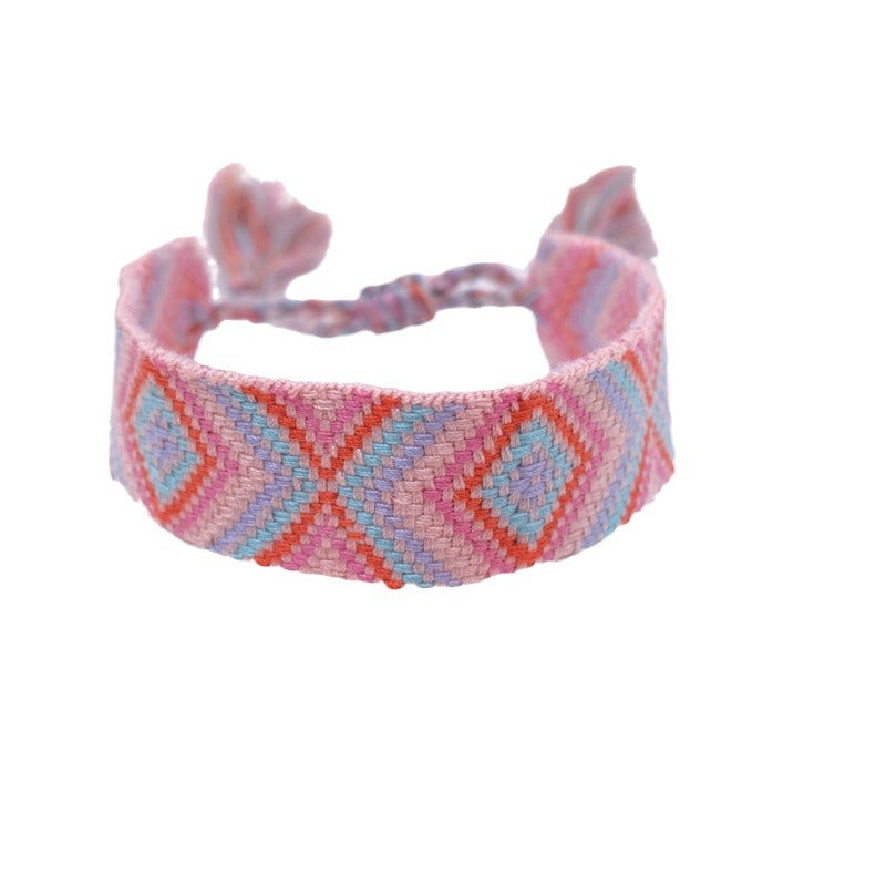 Wholesale Cord Embroiderable Logo Letter Woven Tassel Bracelet