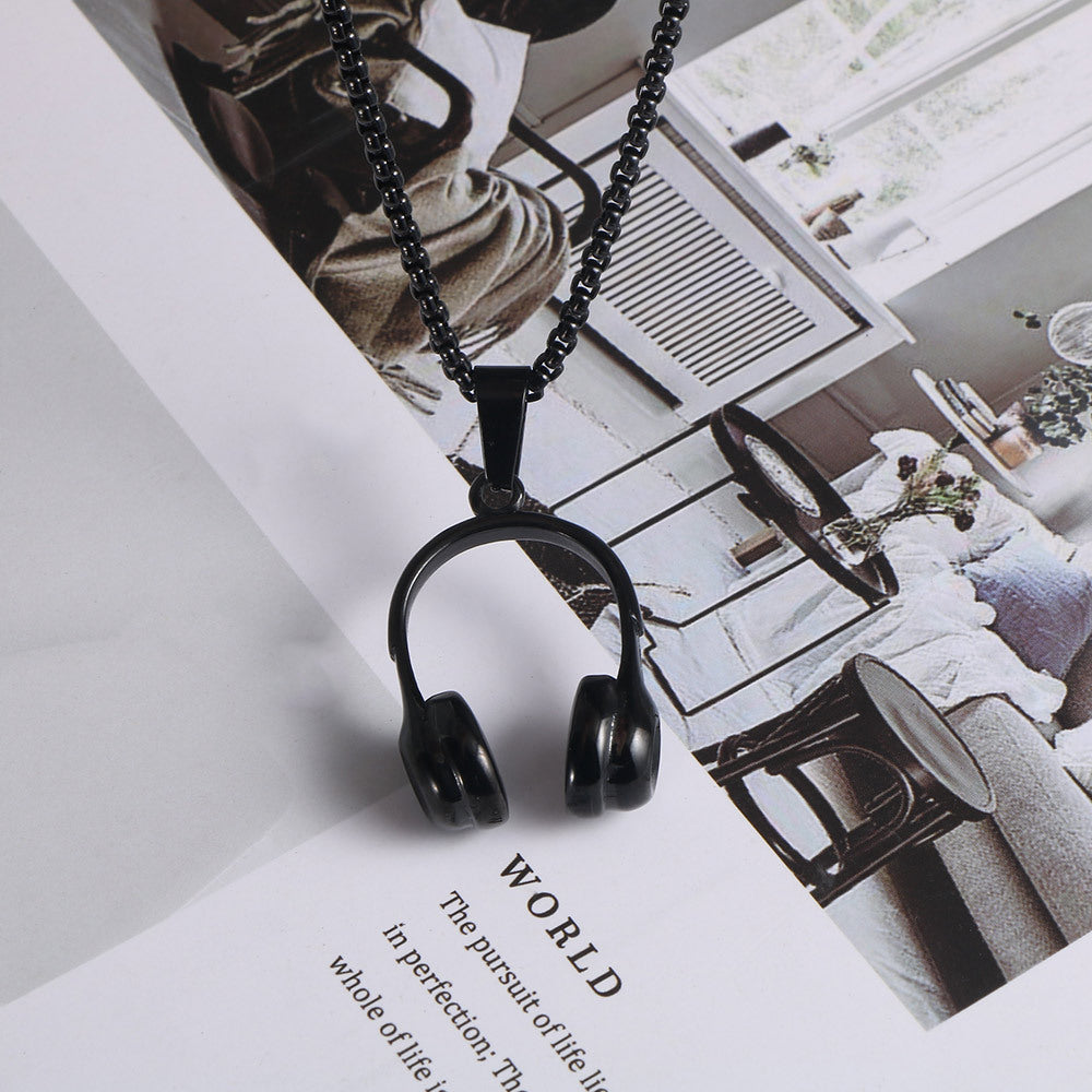 Wholesale Fashionable and simple music earphones titanium steel necklace
