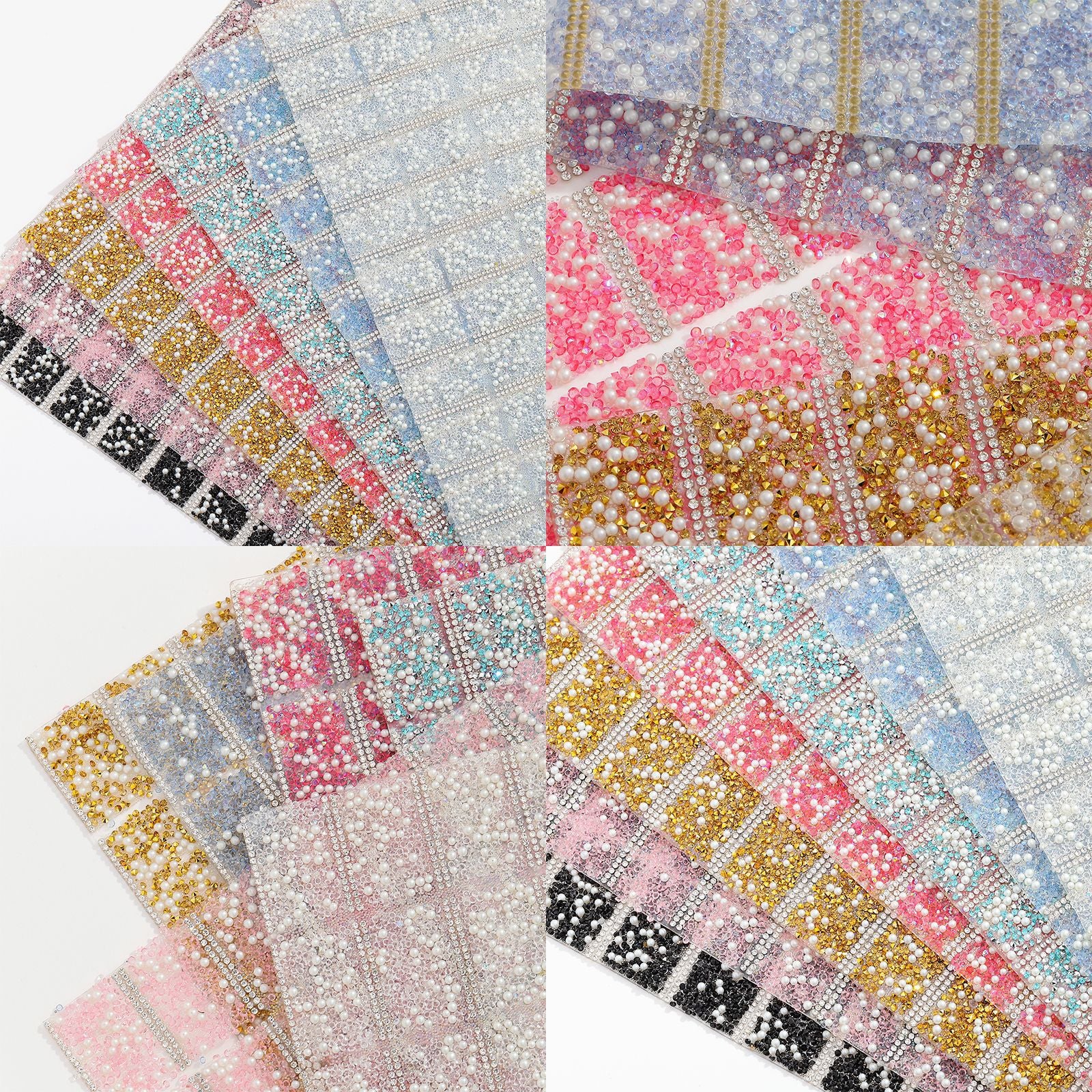 Wholesale DIY pen clothing diamond nail table cushion pad pointed bottom diamond with pearl double-sided tape square diamond piece can for 84pcs pens