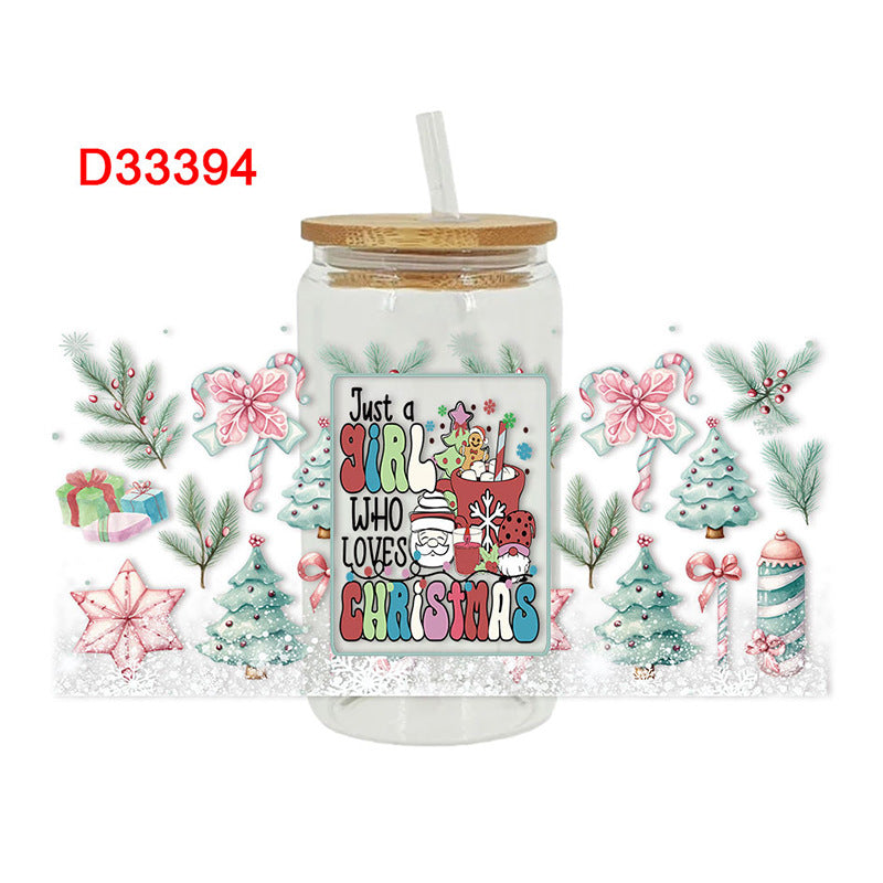 Wholesale Cute Christmas tree 16oz Cup UV DTF Wraps