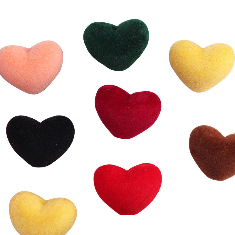 Wholesale 20pcs/pack DIY flocked acrylic heart beaded beads