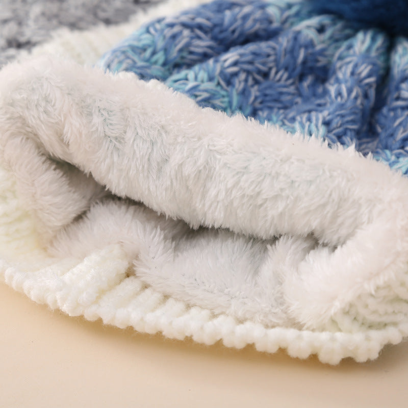 Wholesale Children's Winter Hats Plus Velvet Color Matching Beanie Ear Protection Hats