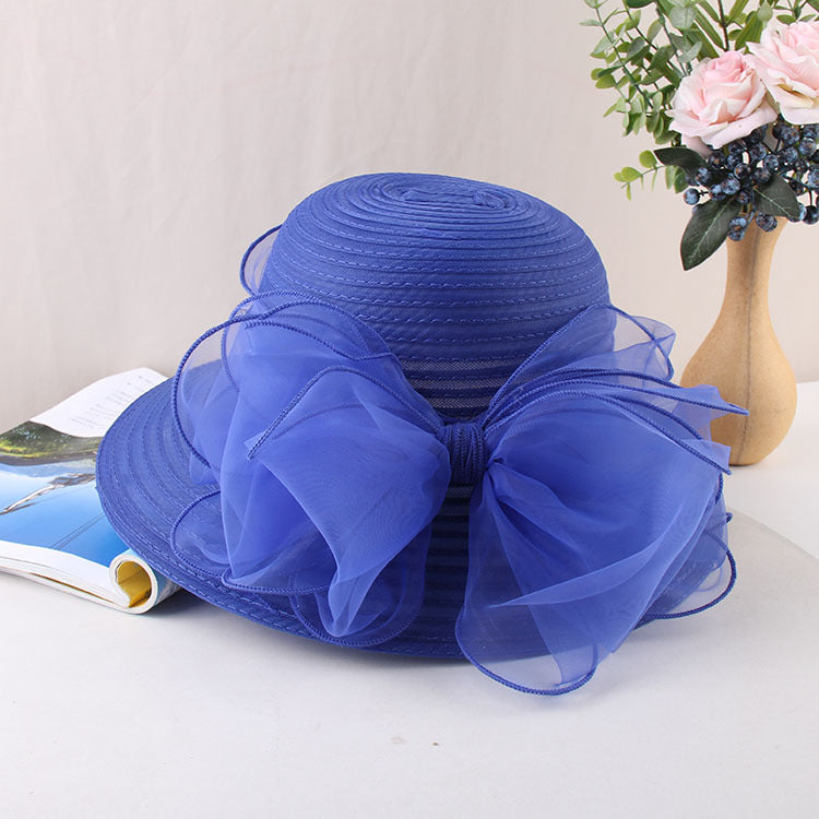 Wholesale Organza Basin Hat Bow Mesh Sunshade Hat