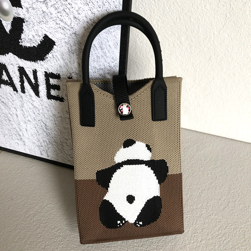 Wholesale Panda Shoulder Crossbody Hand-held Knitted Bag