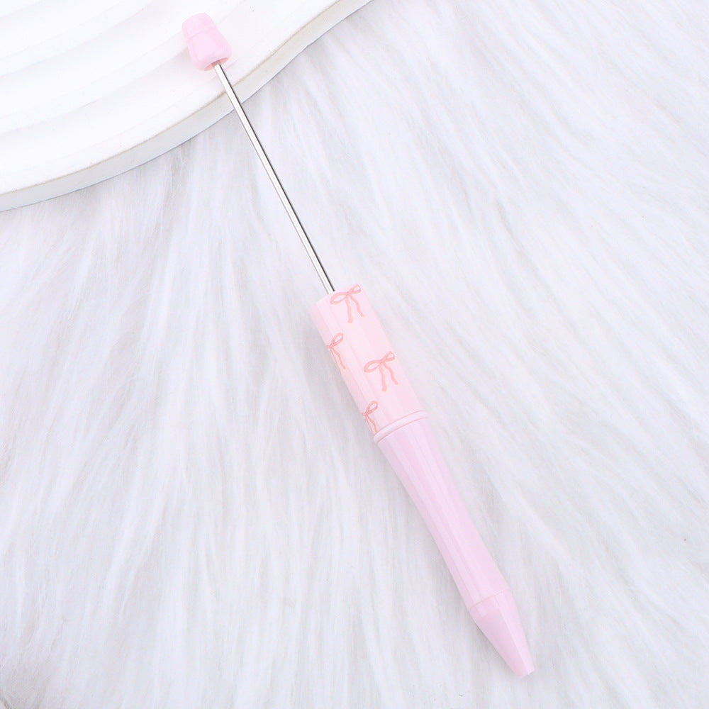 Wholesale New DIY pink bow print beaded pen girly pink