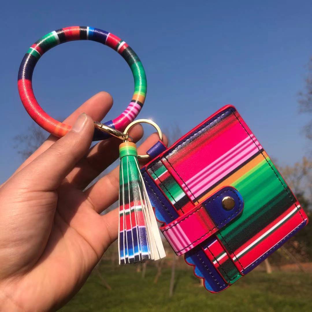 Wholesale Fashion Leopard Print PU Leather Tassel Coin Purse Keychain