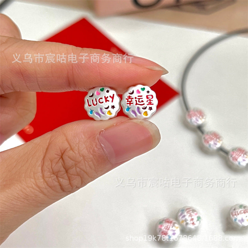 Wholesale 10pcs Silver Lucky Star Lucky Vertical Hole Through-hole Beads