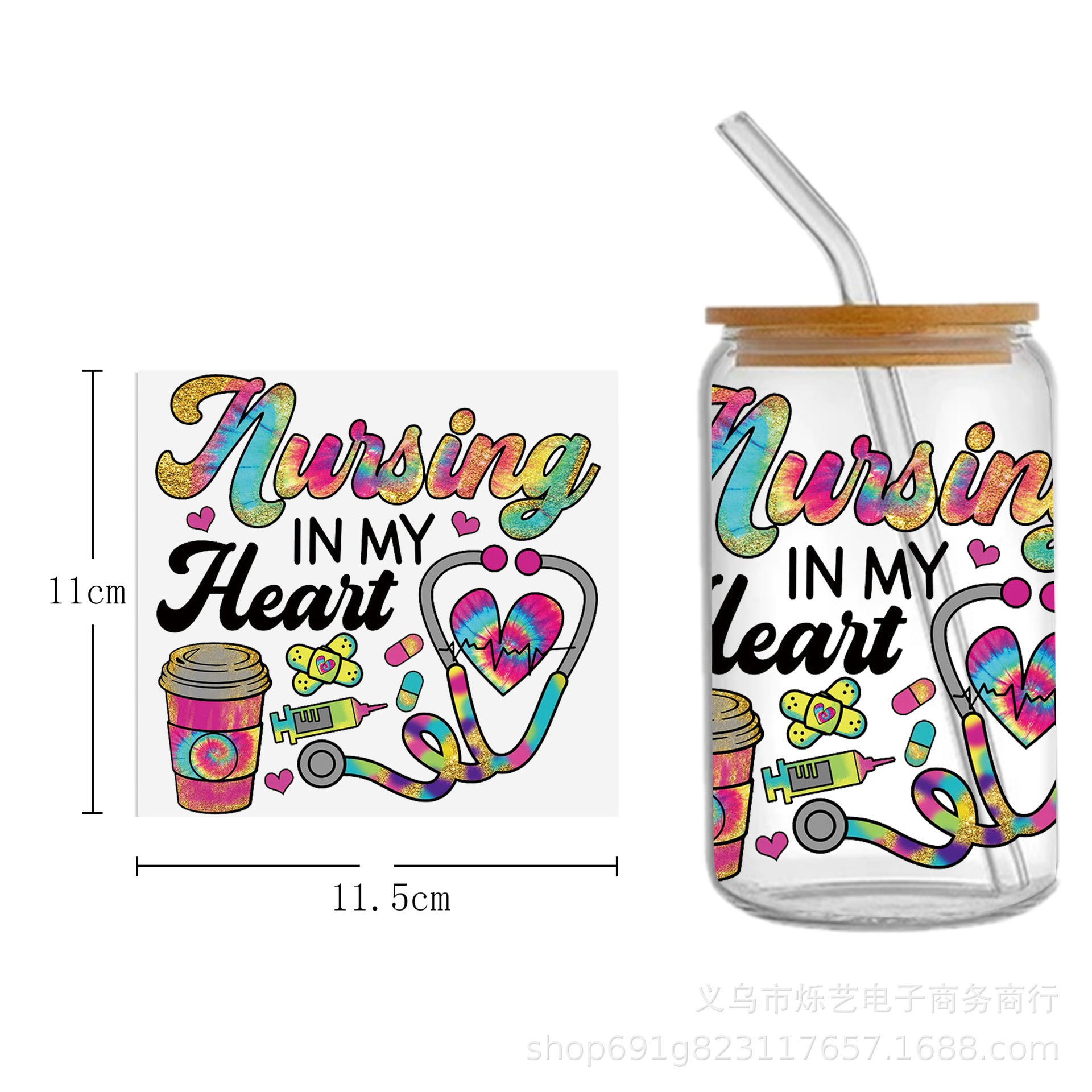 Wholesale Medical Nurse Doctor Health Series UV DTF Transfer Crystal Label Cup Sticker