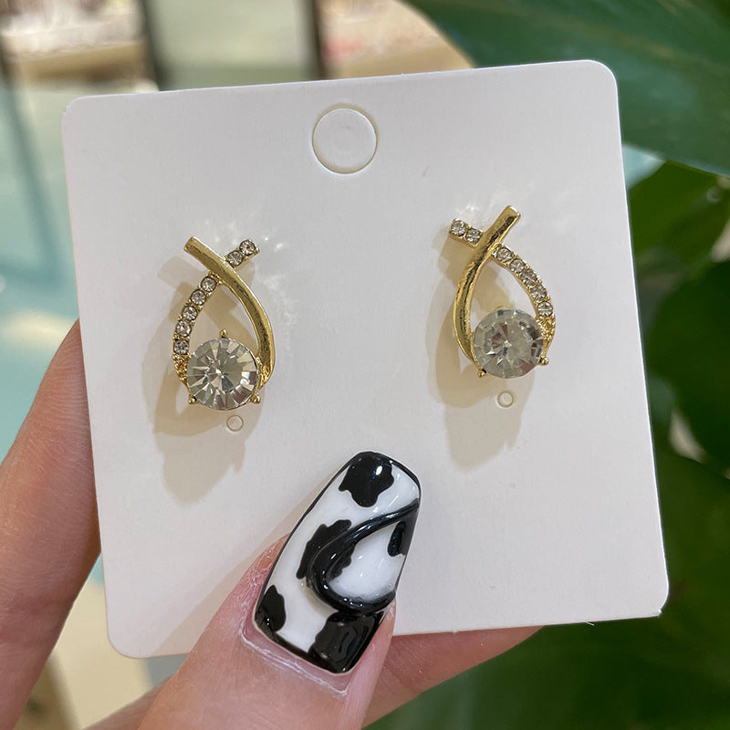 Wholesale Alloy Dot Drill Oil Drop Square Irregular Glass Drill Earrings