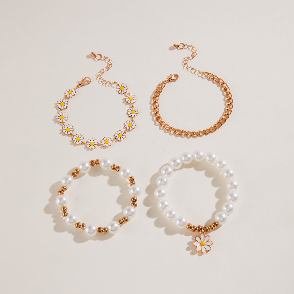 Wholesale Geometric  Flower Beaded Bracelet Jewelry Four-Piece Set