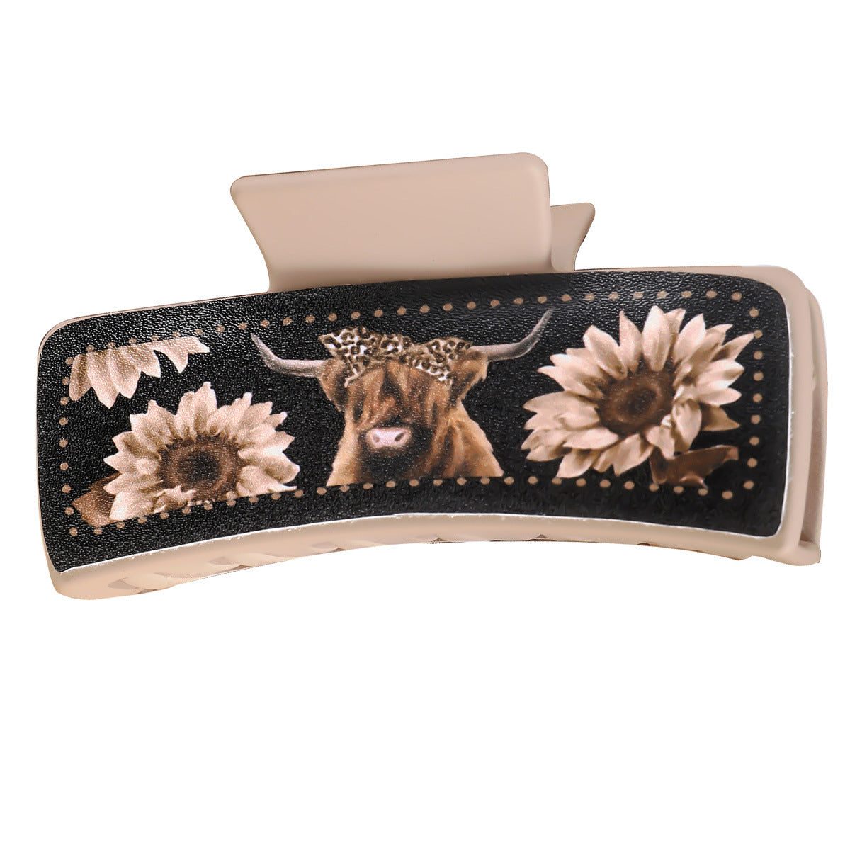 Wholesale yak chrysanthemum black leather large square clip shark clip