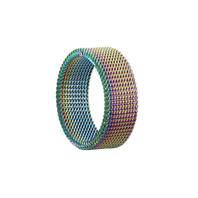 Wholesale 8MM Titanium Steel Deformable Multicolor Mesh Ring