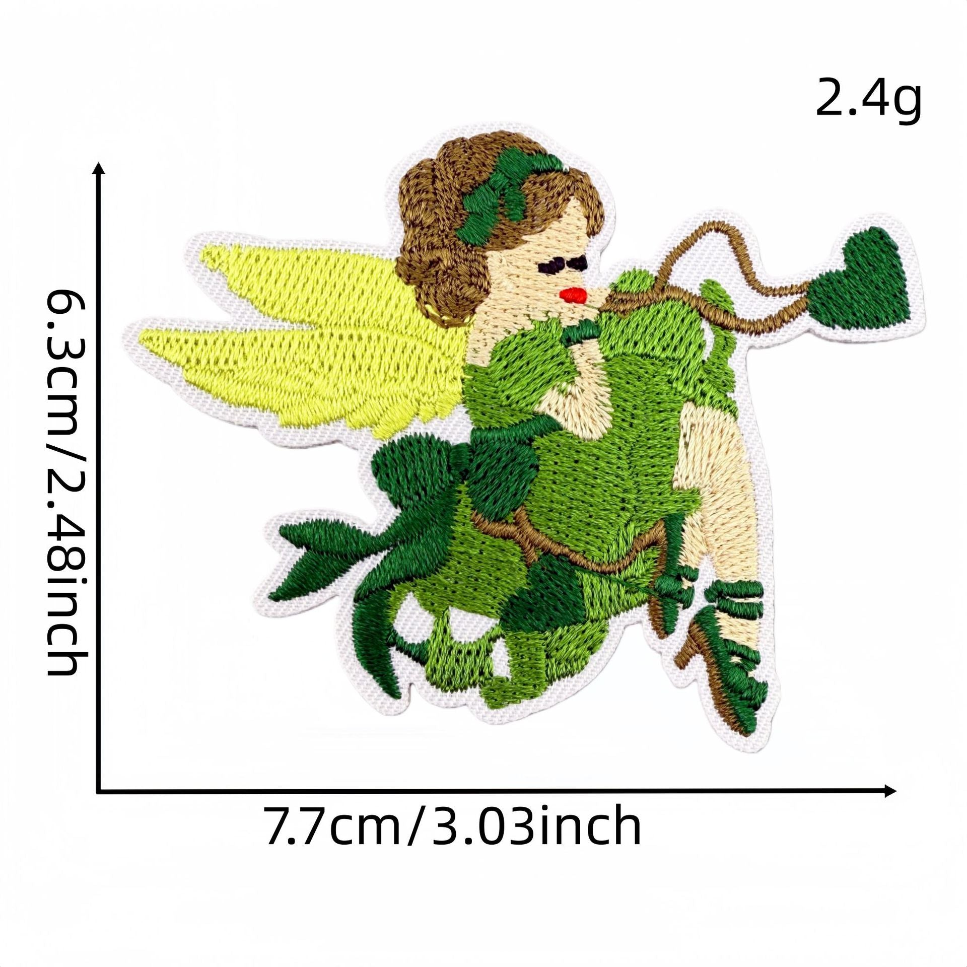 Wholesale Forest Fairy Embroidered Patches Green Macaron Design Iron On Applique Fashion Decorative Gift