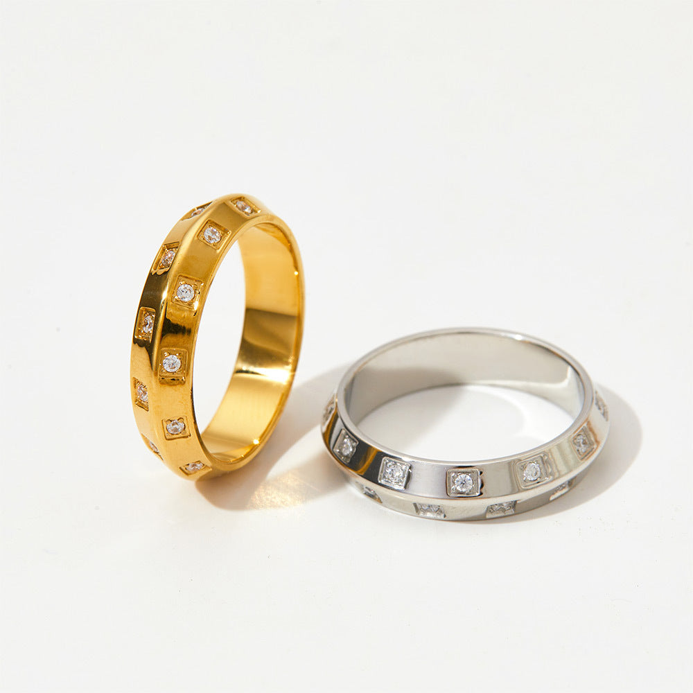 Wholesale Diamond Inlaid Stainless Steel Rings