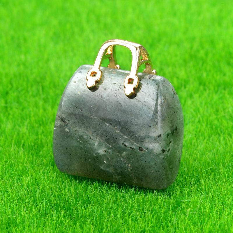 Wholesale Natural Crystal Stone Mini Handbag Bag Decoration