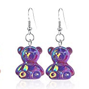 Wholesale Plastic Resin Cute Colorful Bear Earrings