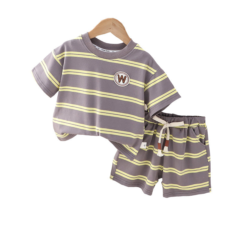 Wholesale Boys Summer Casual Short Sleeved Shorts Cotton Set