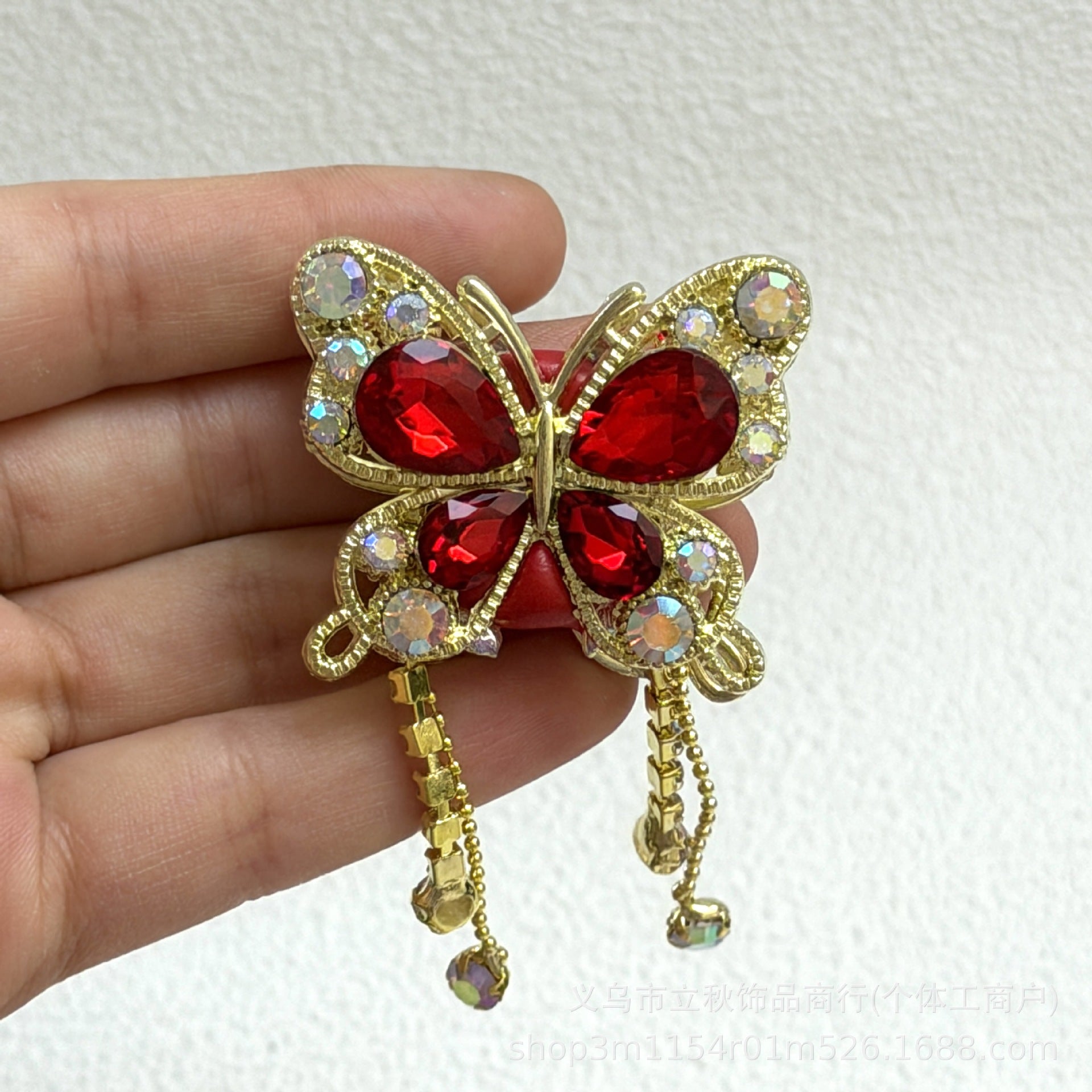 Wholesale 10pcs Soft ceramic three-dimensional butterfly crystal tassel beads