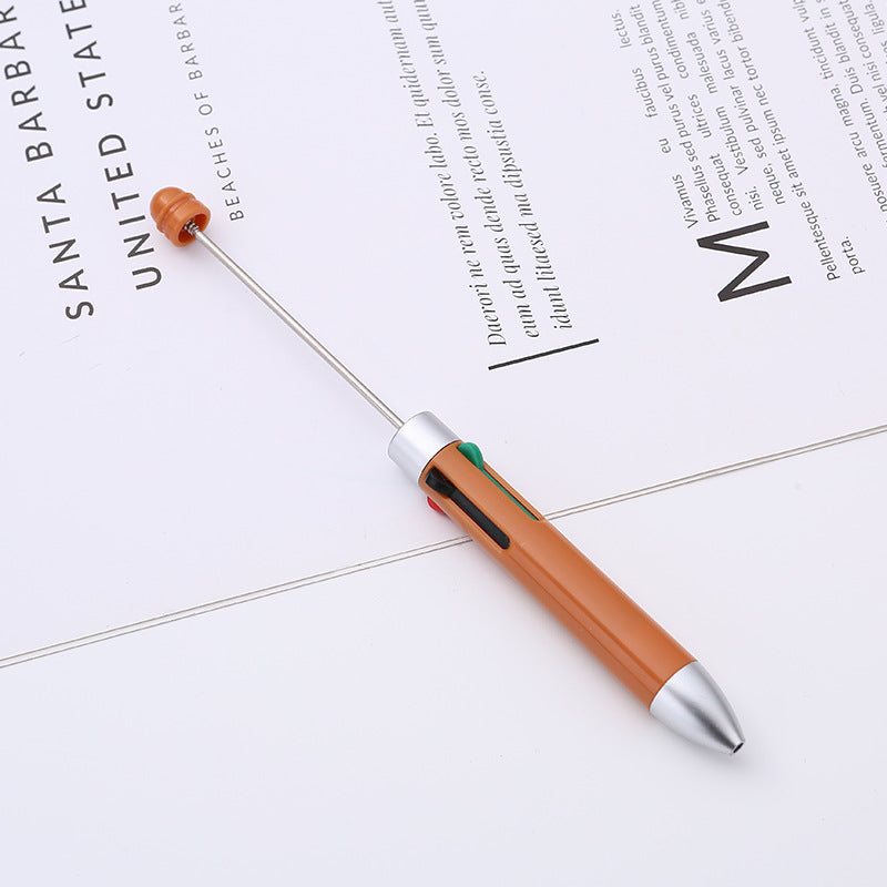 Wholesale DIY Beaded Multi Color Press Four Color Refill Plastic Ballpoint Pen